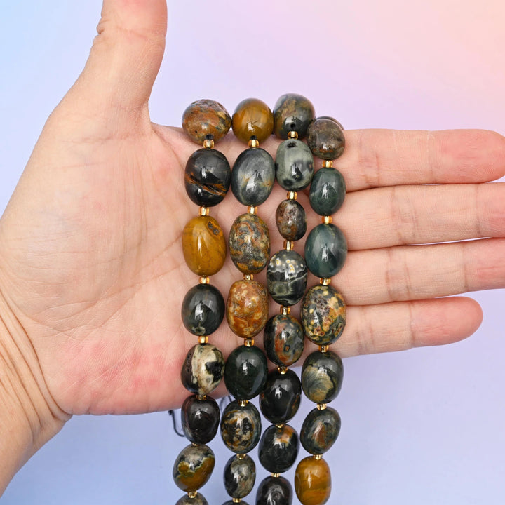 Ocean Jasper beads, oval nugget, 10-17mm