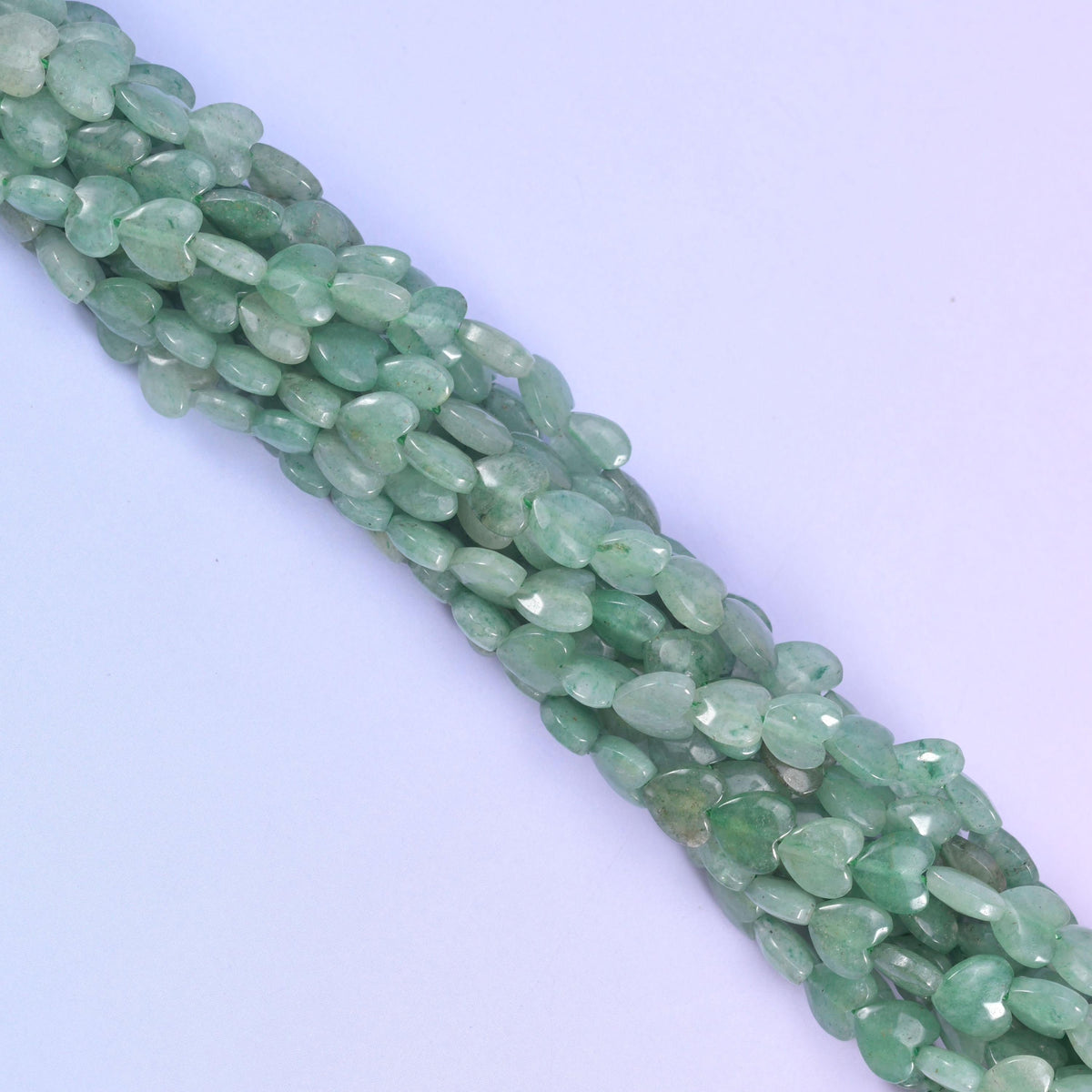 Green aventurine heart beads, 0.8mm drill hole