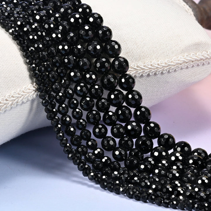 Black Onyx Faceted Round Beads 4mm 6mm 8mm 10mm