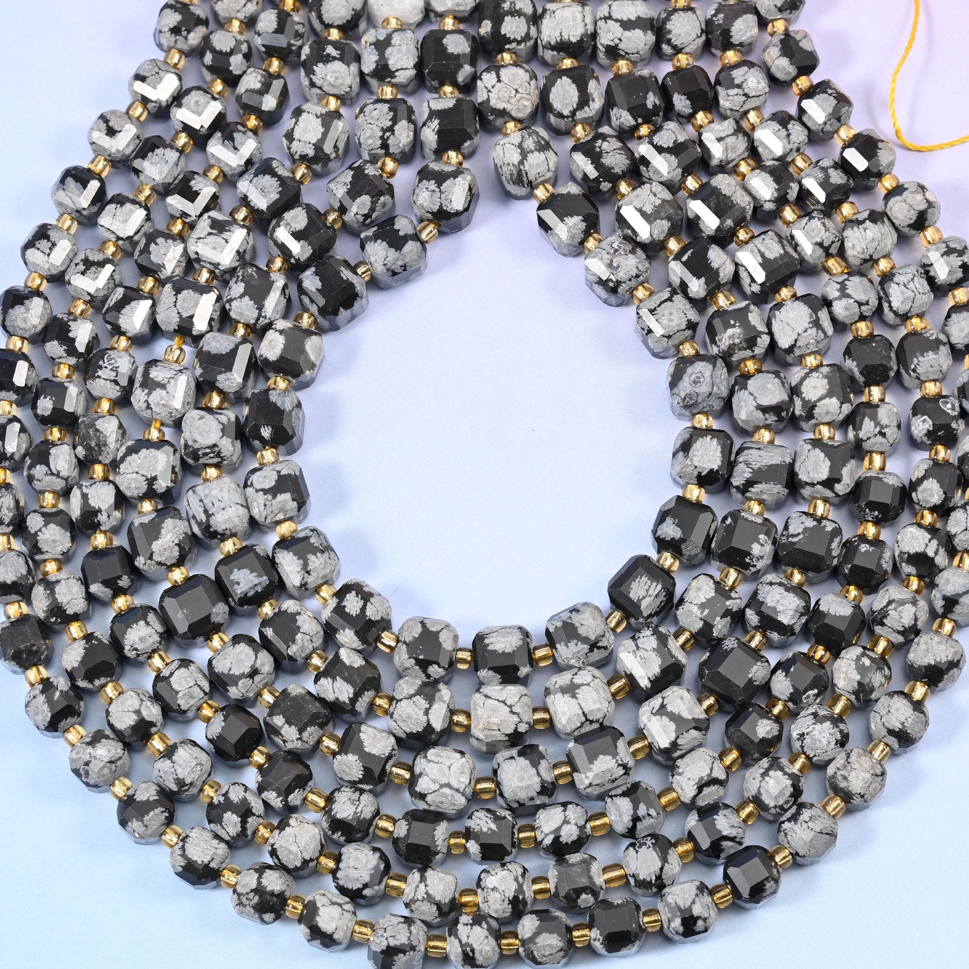 Faceted cube cut Snowflake Jasper beads