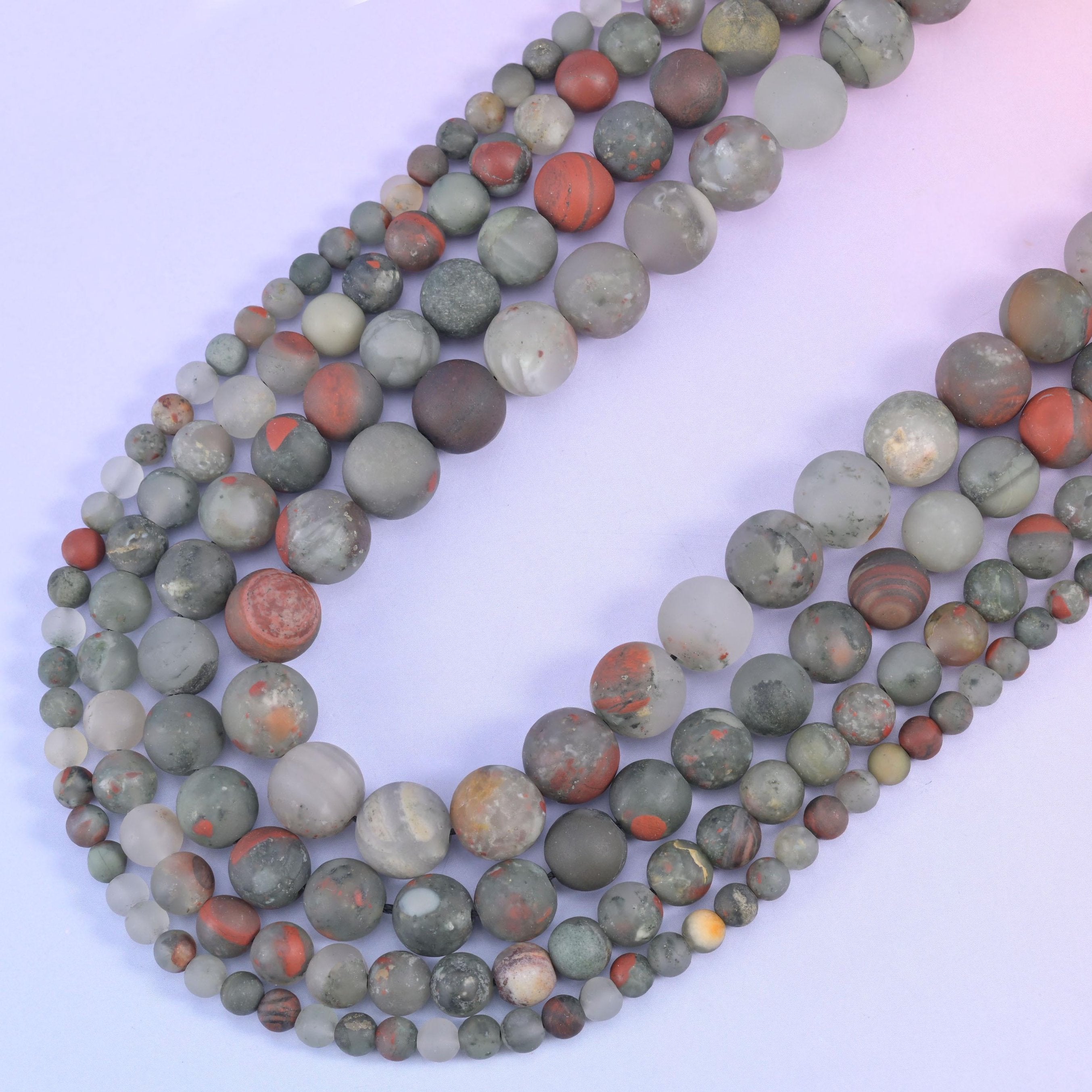 African Bloodstone Matte Frosted Round Beads 4mm 6mm 8mm 10mm, hole 0.5mm (4mm bead), 1.0mm (6mm bead), 1.2mm (8mm and 10mm beads), with a +/- 0.2mm difference, centre drilled