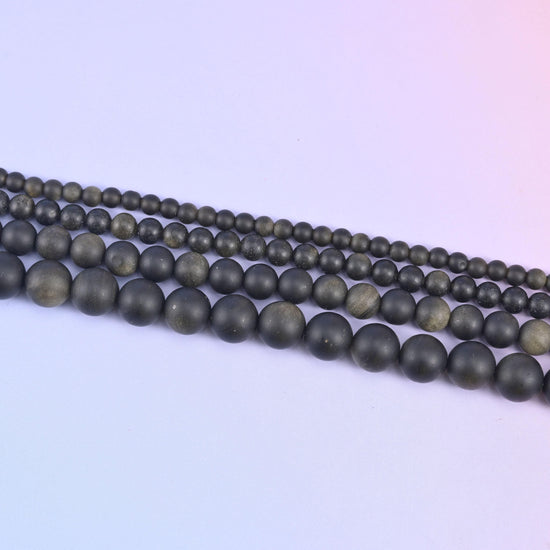 Gold Obsidian Matte Round Beads 4mm 6mm 8mm 10mm Jewelry Making 15 Inch Strand