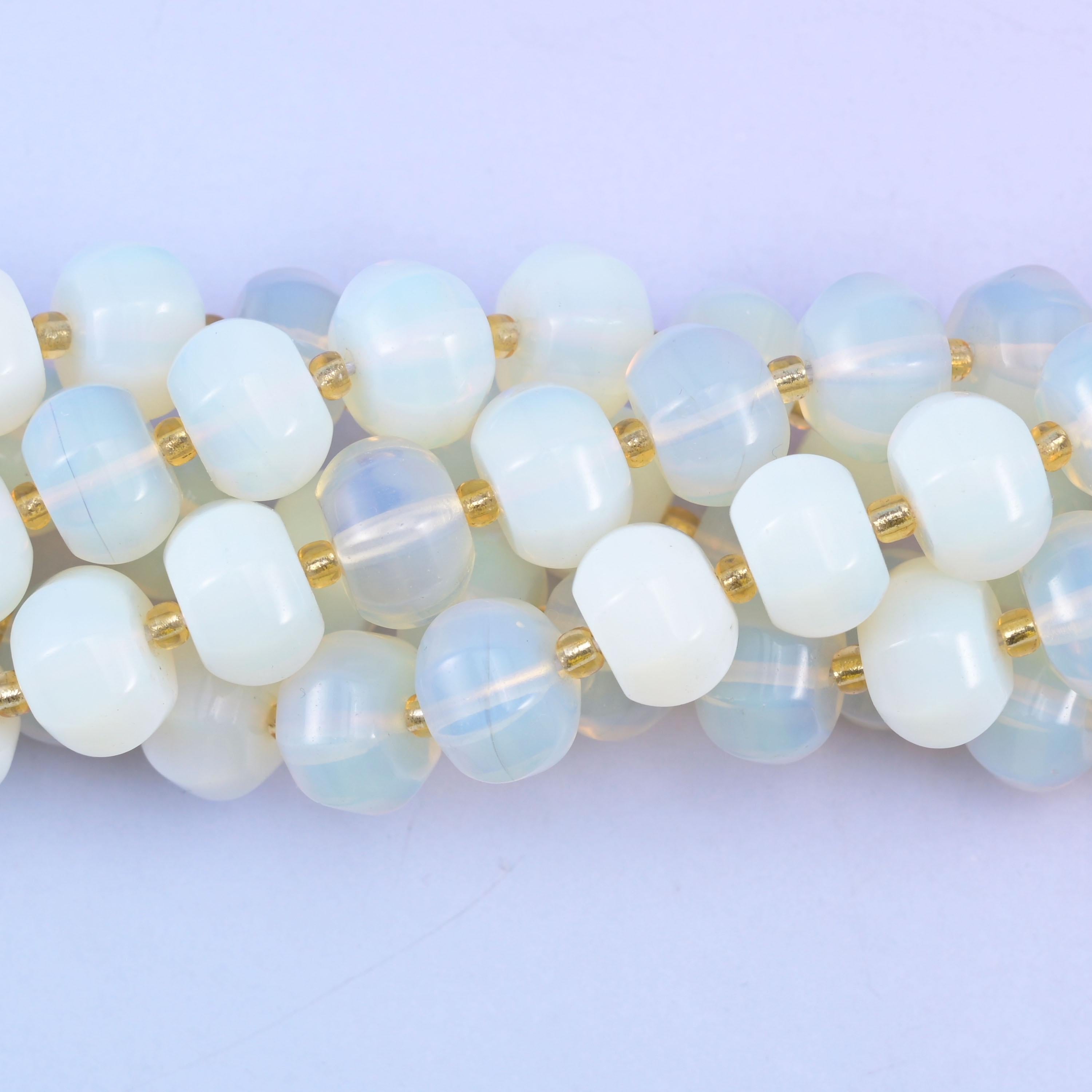Smooth pumpkin cut opalite beads