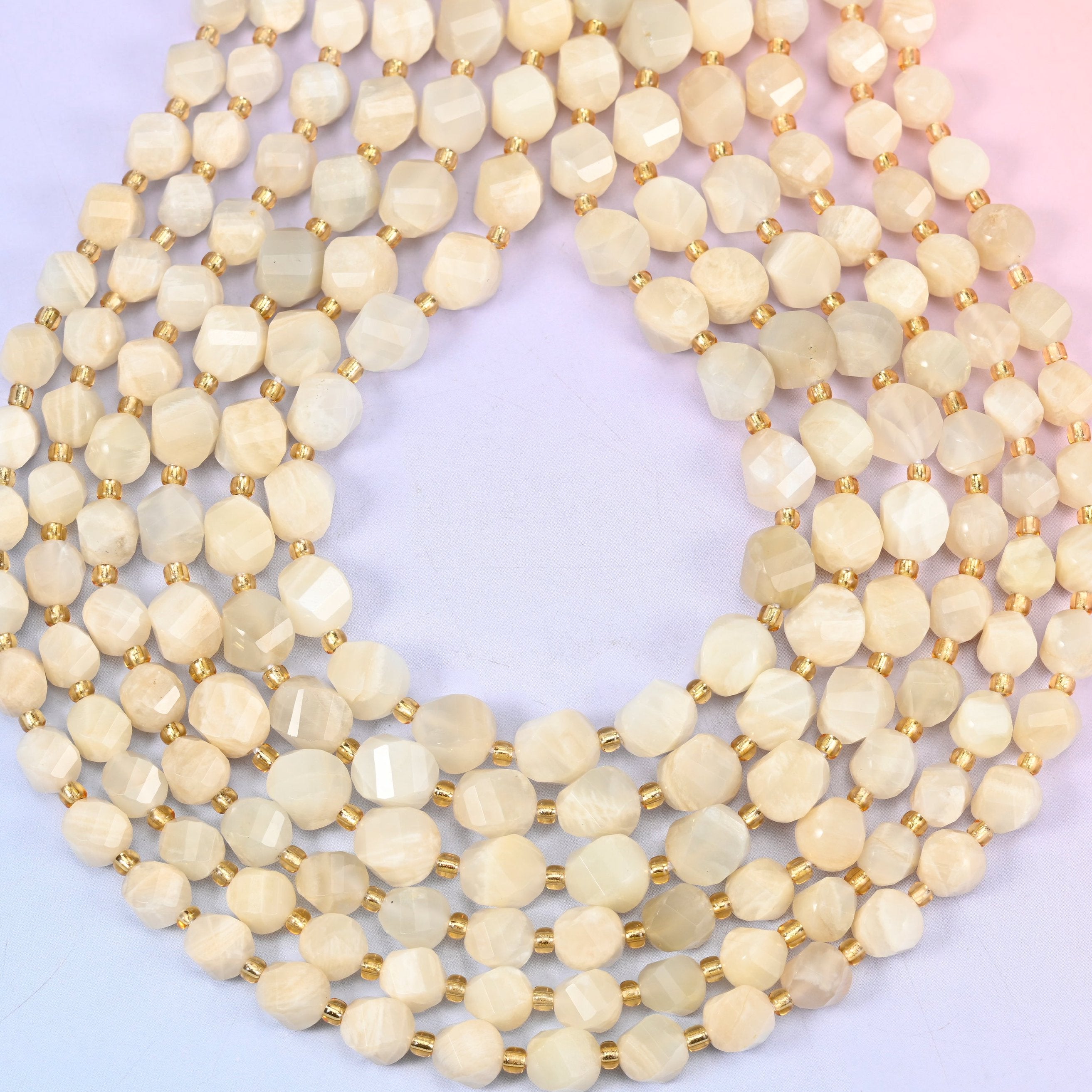 White Moonstone spiral twist beads, hole approximately 1.2mm