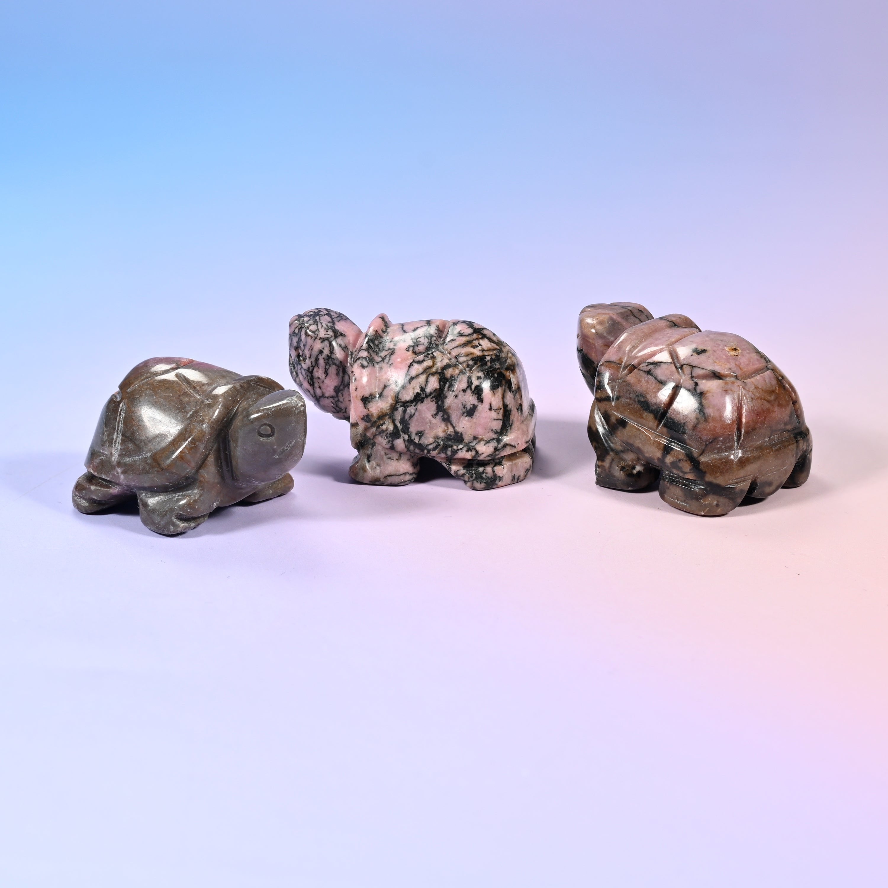 Gemstone turtle carving for shelf, desk or collection display