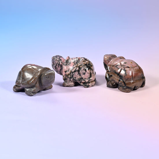 Gemstone turtle carving for shelf, desk or collection display
