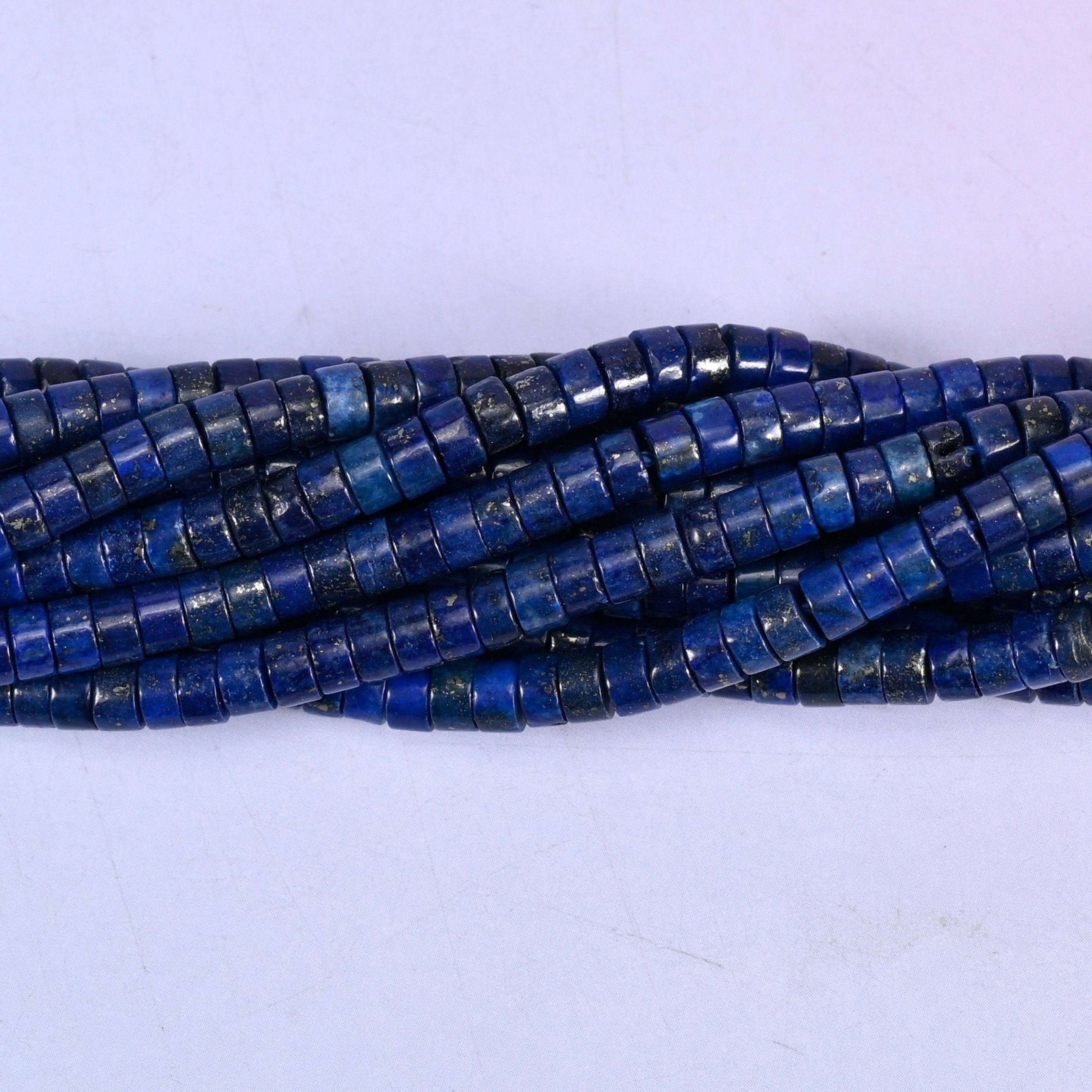Dark Blue Lapis Smooth Heishi Disc Beads, approximately 180 beads
