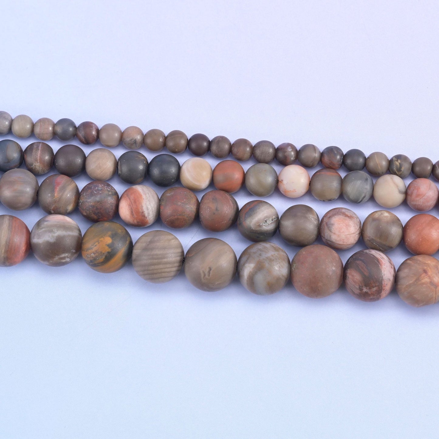 Petrified wood round beads in mushroom brown and taupe