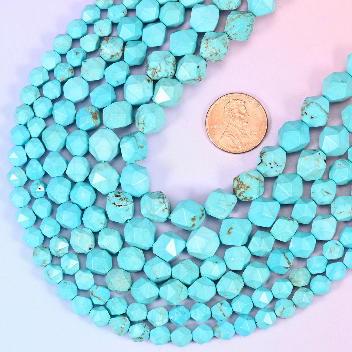 Faceted diamond star cut dyed blue howlite beads