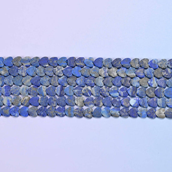 Matte Lapis Lazuli Flat Heart Beads: Size 6mm, Jewelry Making, 15 Inch Strand