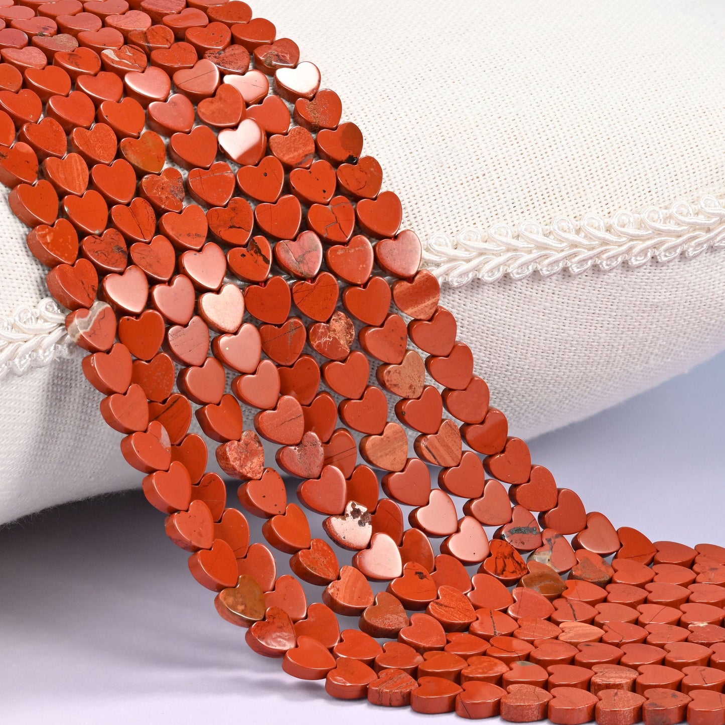 Red Jasper Flat Heart Beads