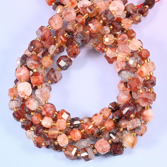 Red Hematoid Quartz Faceted Cube Beads for jewellery making