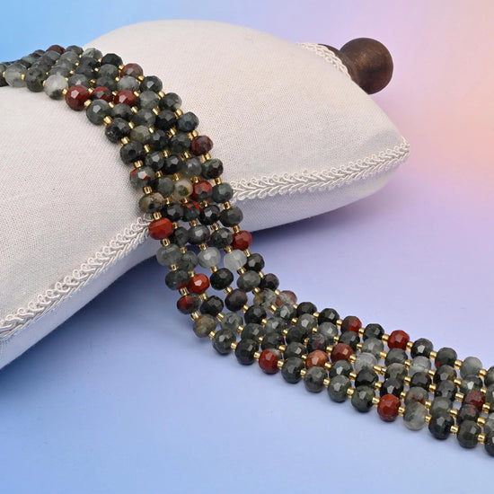 African Bloodstone Faceted Rondelle Beads 6x8mm