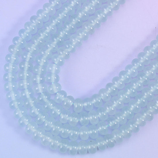 Baby Blue Dyed Jade Smooth Rondelle Beads 5x8mm, hole 1.0mm (+/- 0.2mm)
