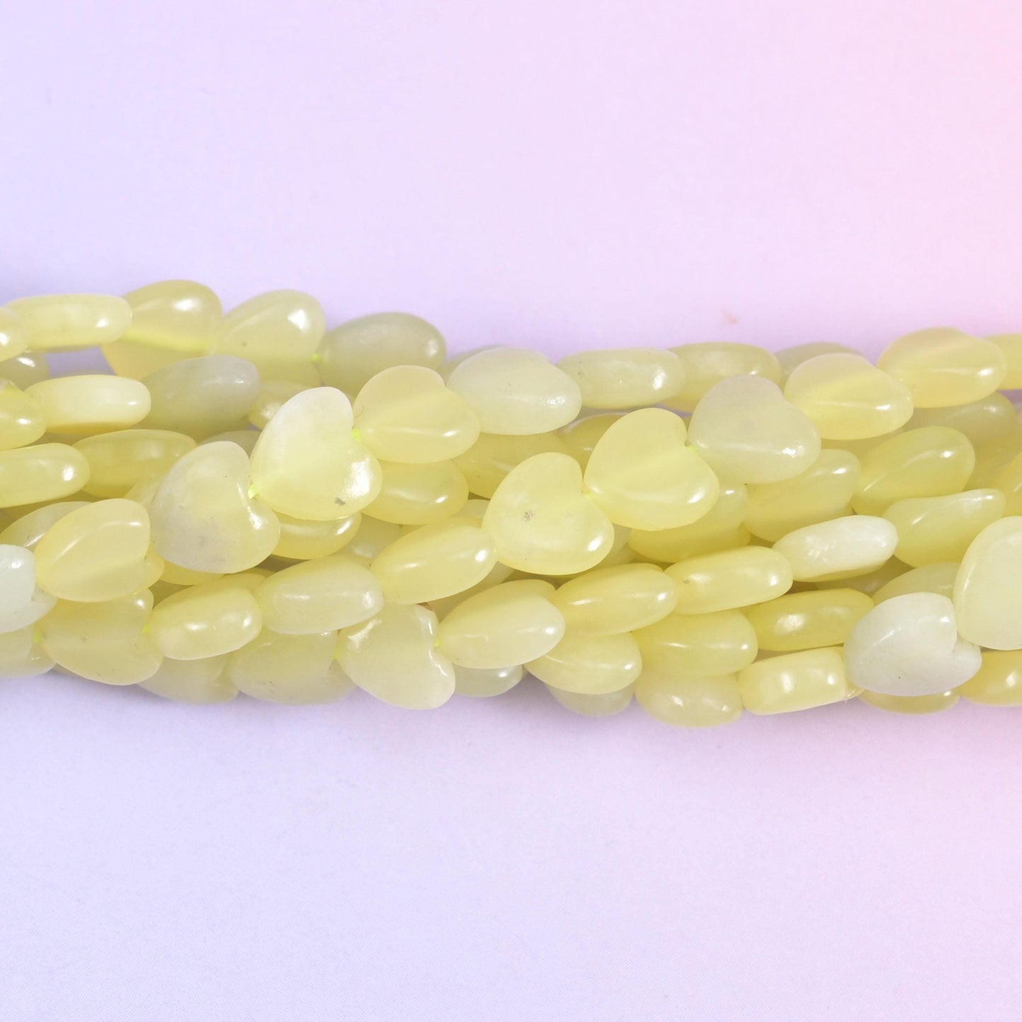 Lemon jade heart beads, 0.8mm drill hole