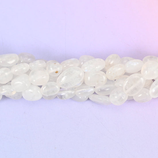 White Moonstone Pebble Nugget Beads 6-8mm 8-12mm Jewelry Making 15.5" Strand