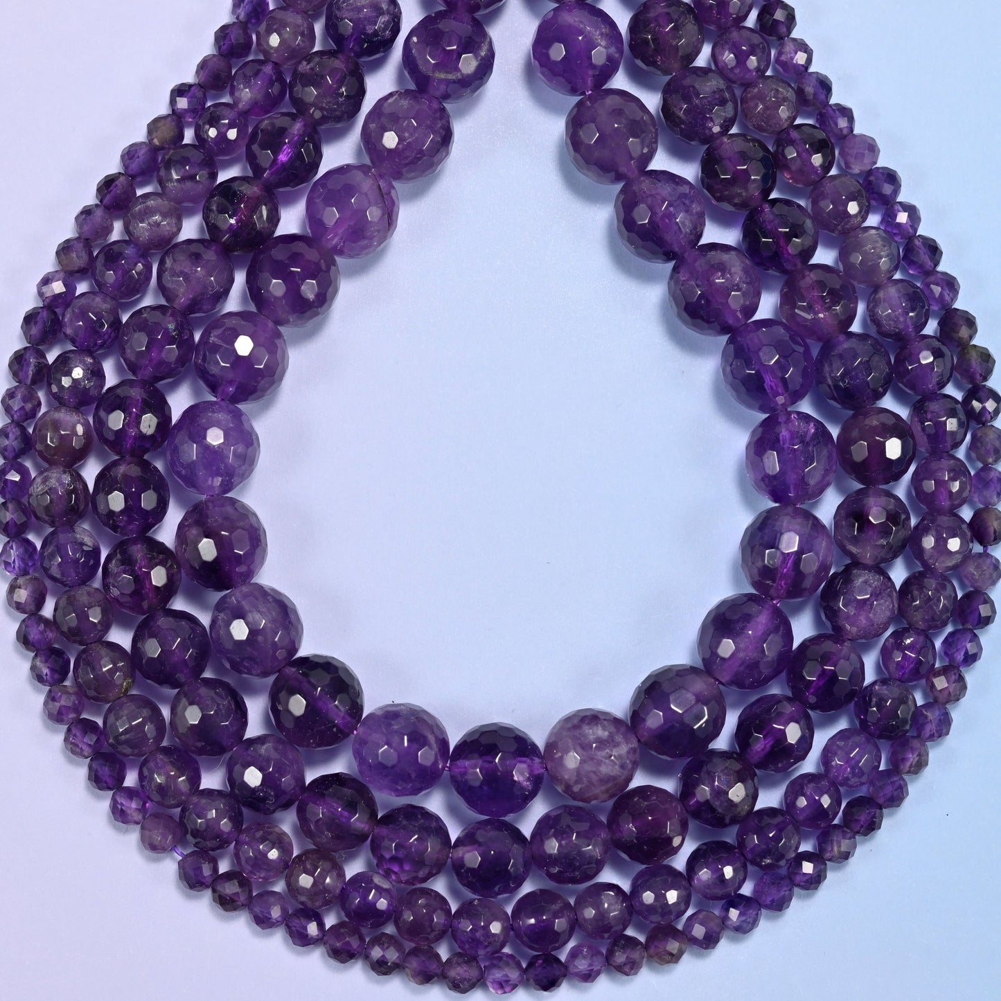 Amethyst Faceted Round Beads: Jewelry Making, 15 Inch Strand