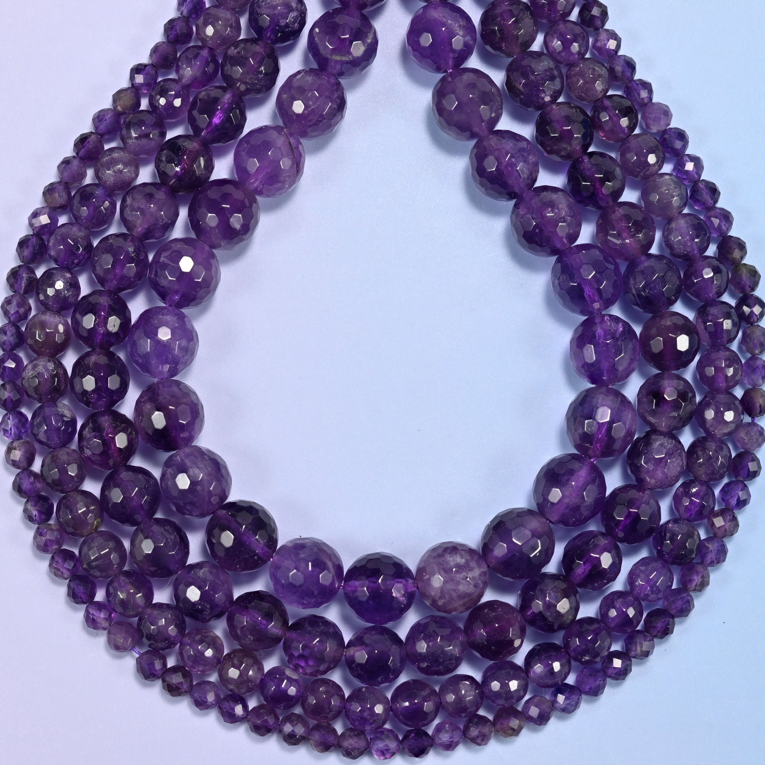 Amethyst Faceted Round Beads: Jewelry Making, 15 Inch Strand