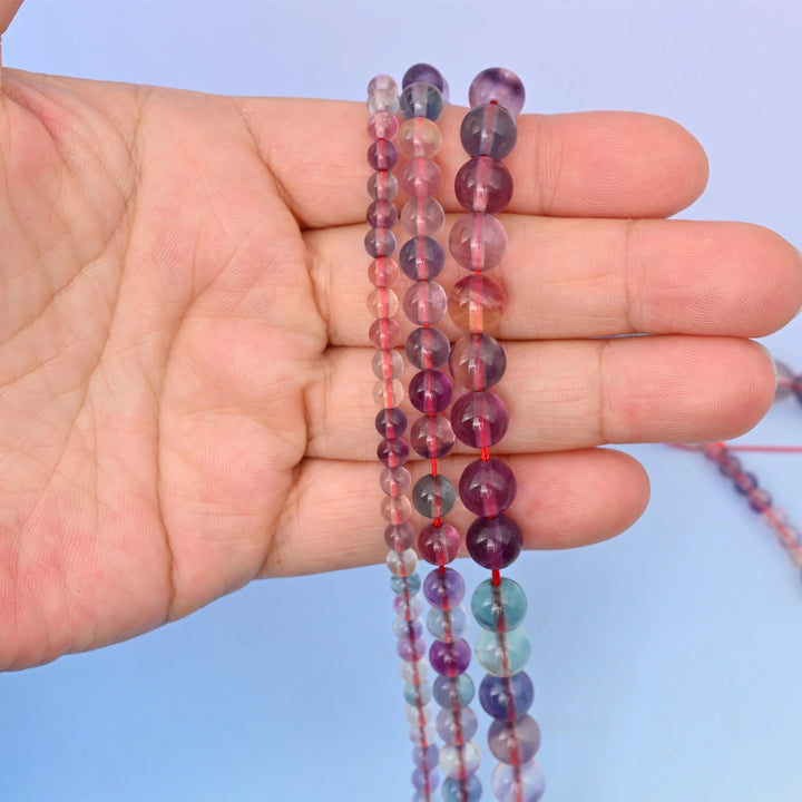 Multi-Color Fluorite beads, round, 4mm to 8mm