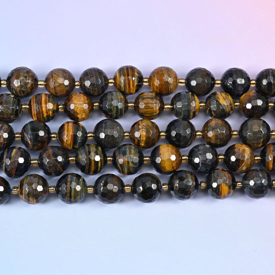 Iron Tiger Eye beads in steel grey, bronze and golden brown