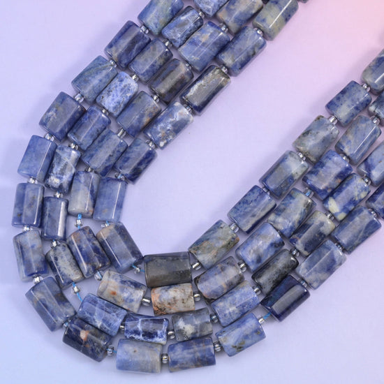 Sodalite faceted tube beads, 1.0mm centered hole