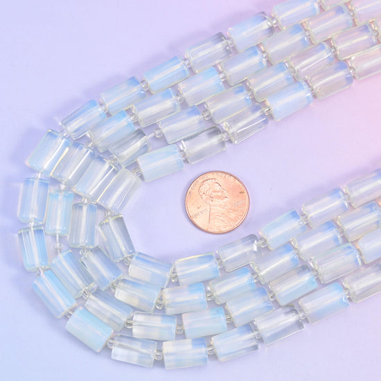 Opalite Faceted Tube Beads, 15.5 inch strand