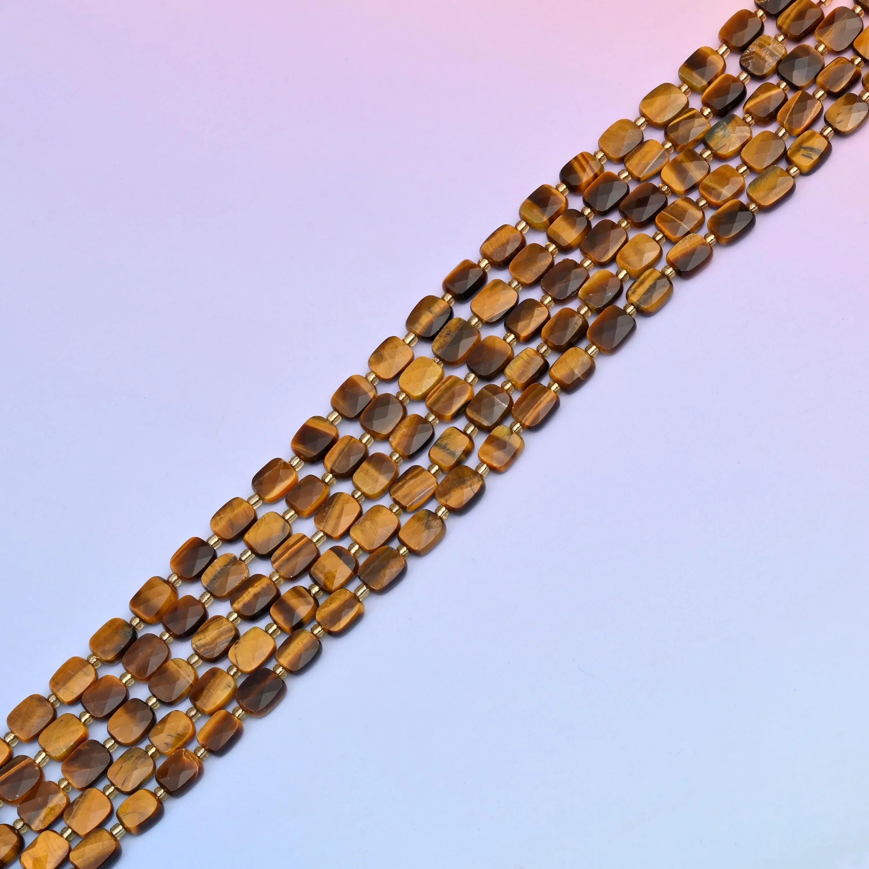 Tiger eye beads in golden honey banded with chocolate brown