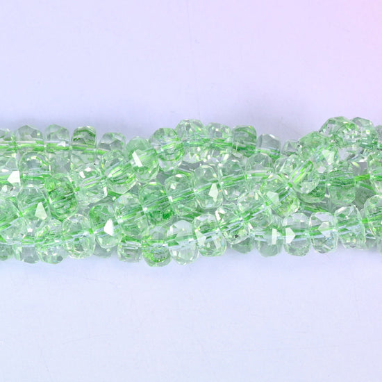 Transparent Green Faceted Rondelle Glass Beads for jewelry making