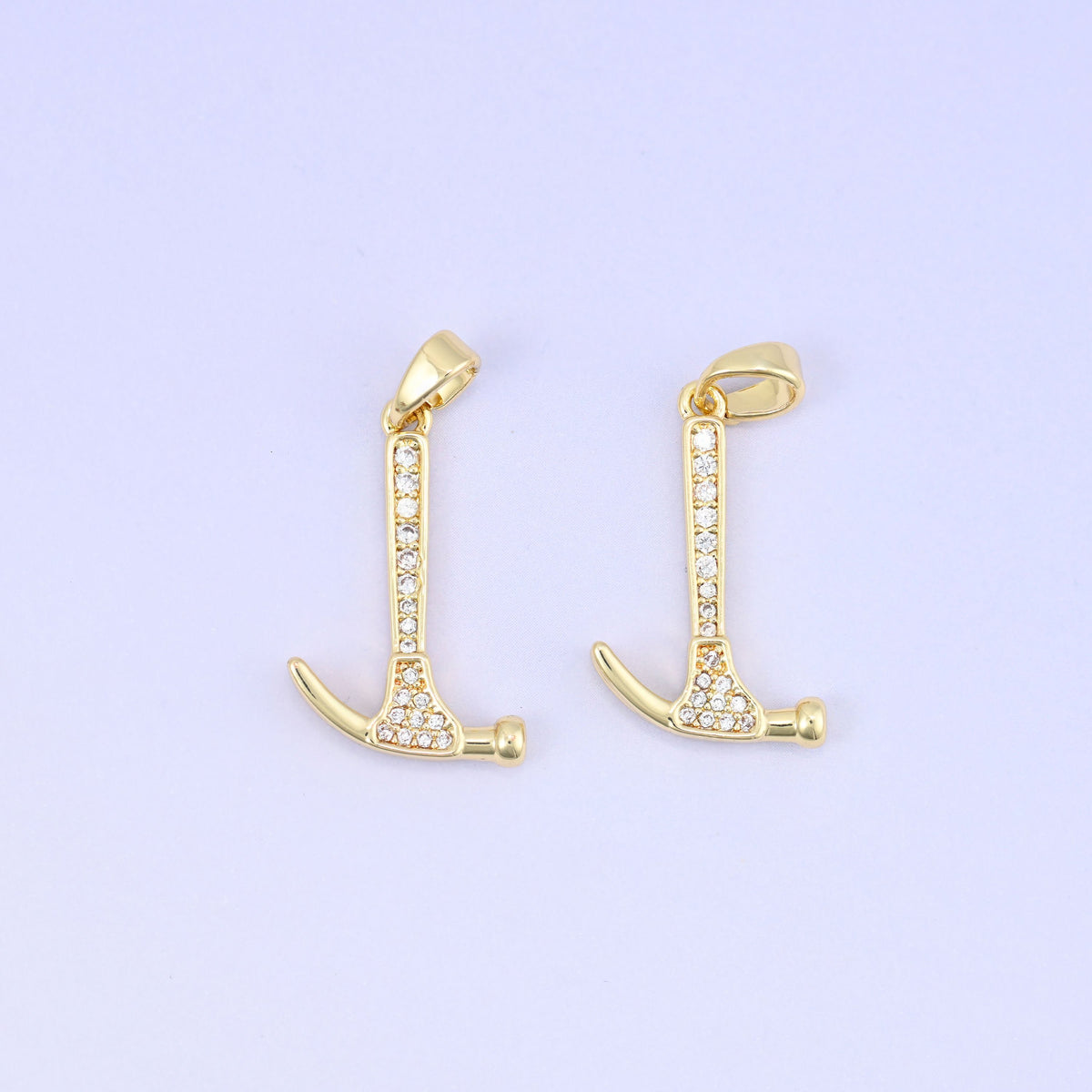 Hammer zircon charm pendant with sparkling zirconia accent