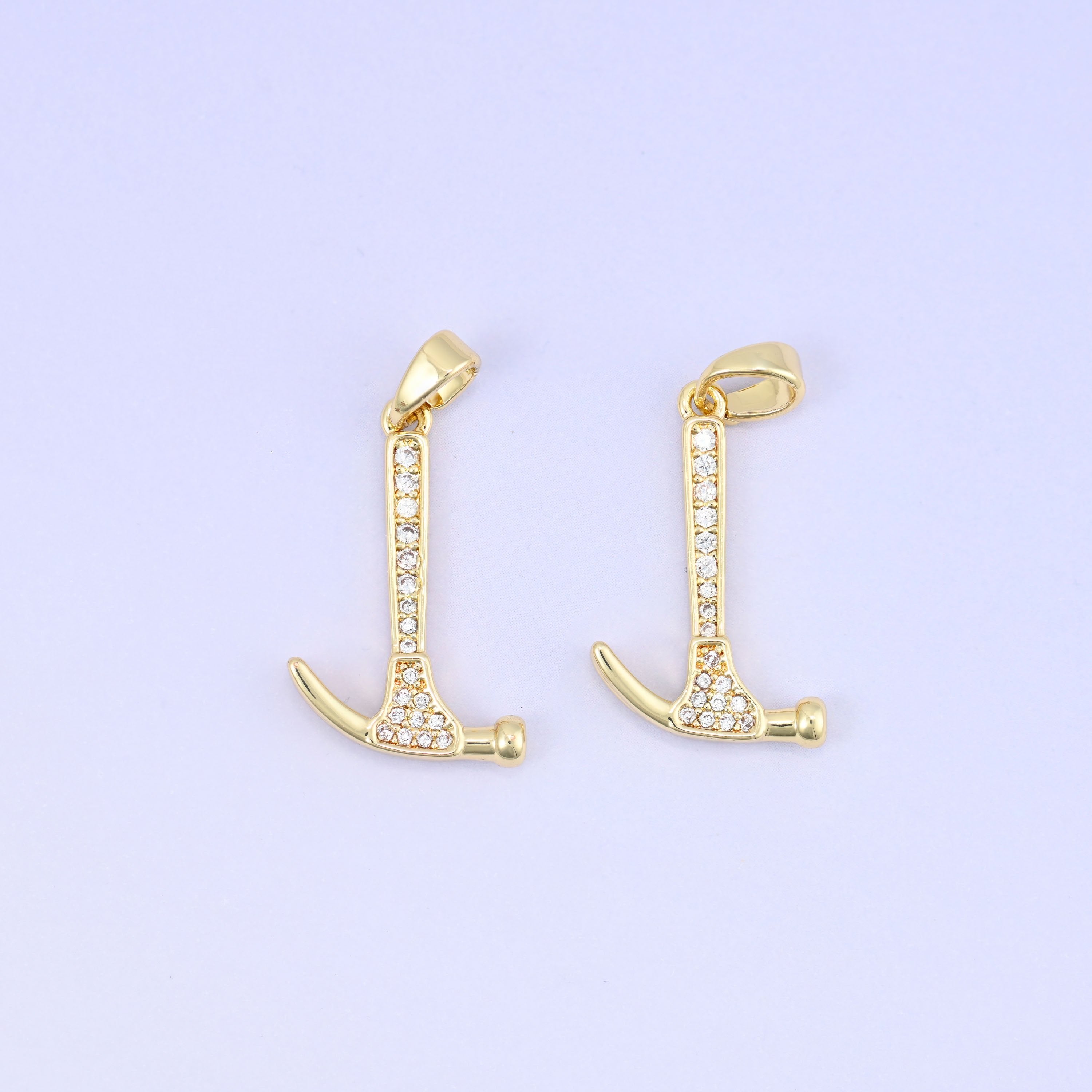 Hammer zircon charm pendant with sparkling zirconia accent