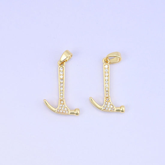 Hammer zircon charm pendant with sparkling zirconia accent