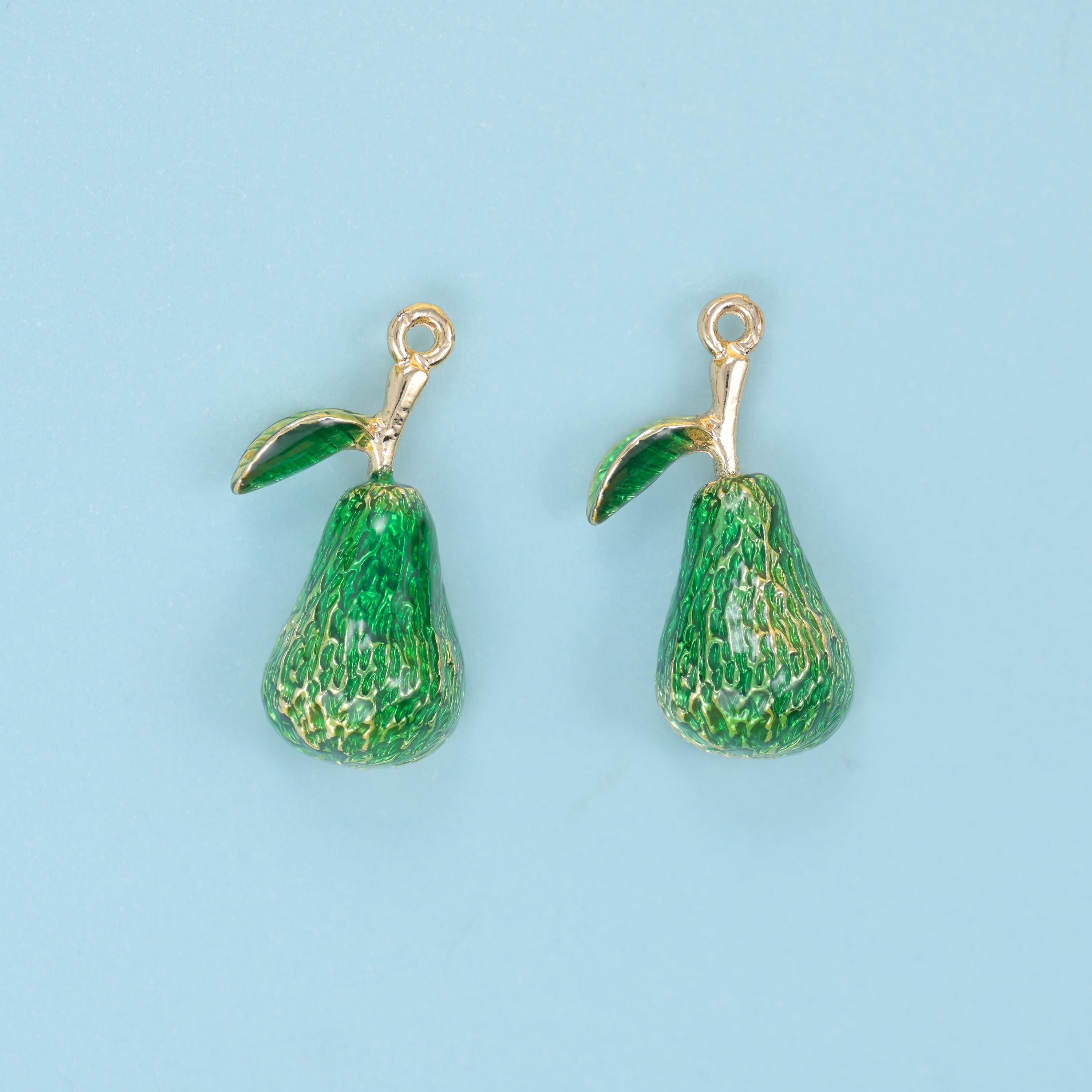 18K Gold Filled Enamel Avocado Charm 18x10mm, sold per piece