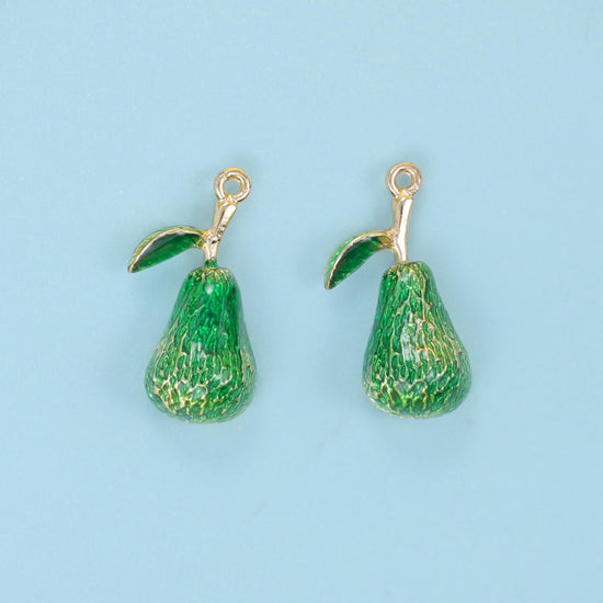 18K Gold Filled Enamel Avocado Charm 18x10mm, sold per piece