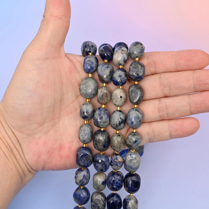 Blue Sodalite beads, oval nugget shape, 10-17mm