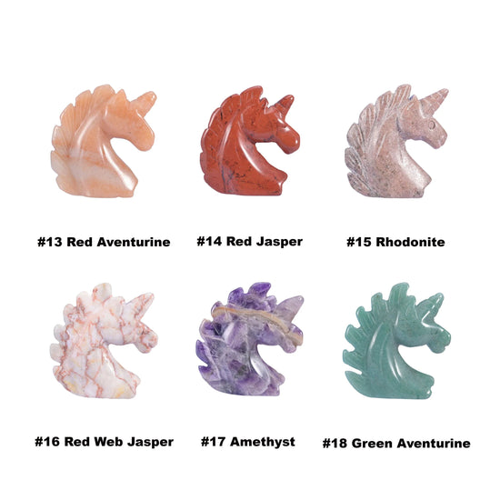 Hand-carved unicorn head shape crystal figurine