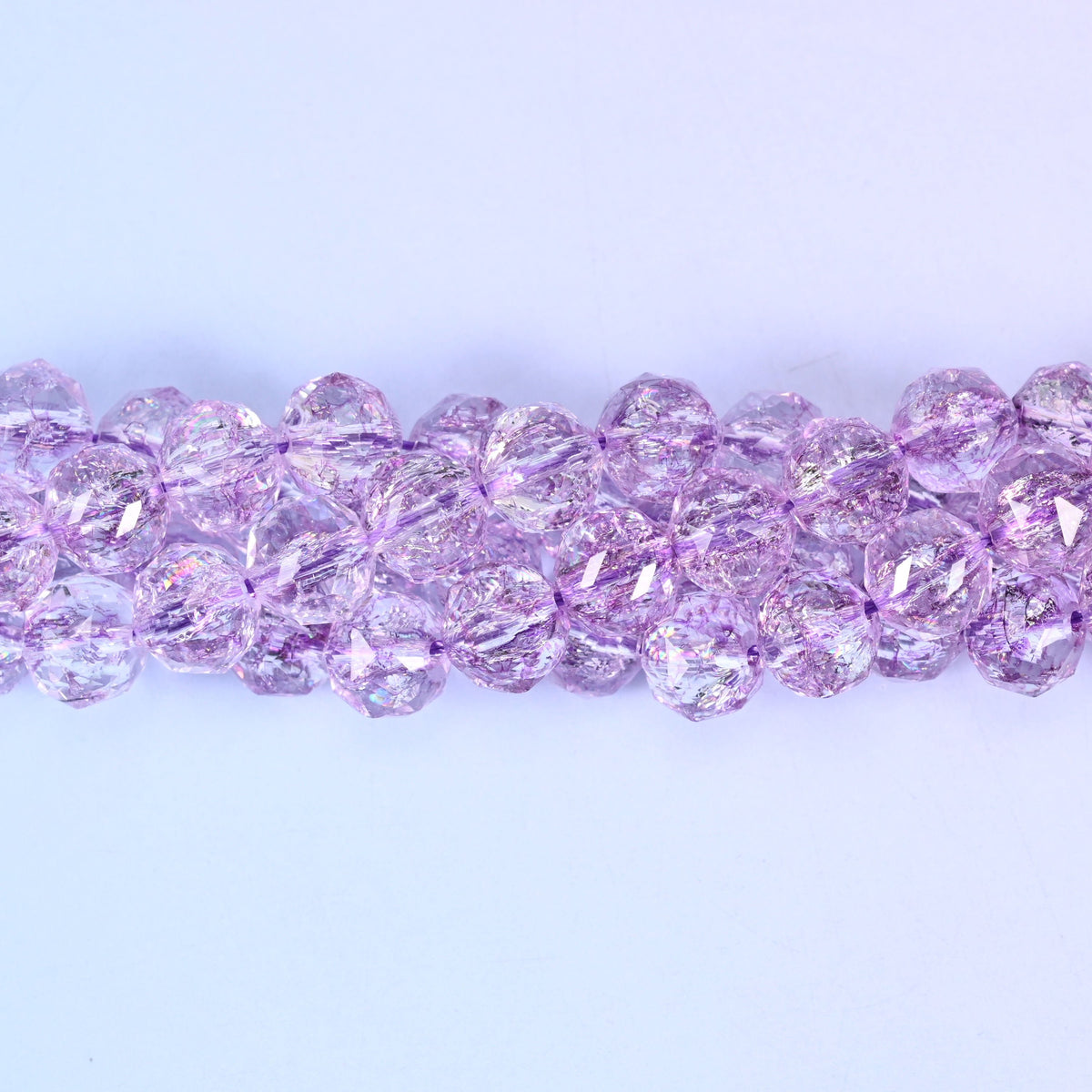 Transparent Purple Faceted Round Glass Beads, brilliant facets that catch light from every angle