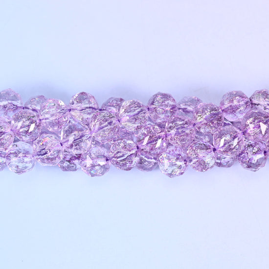 Transparent Purple Faceted Round Glass Beads, brilliant facets that catch light from every angle