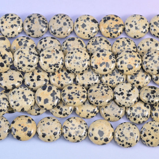 Dalmatian Jasper Smooth Coin Beads Size 15mm Jewelry Making 15 Inch Strand