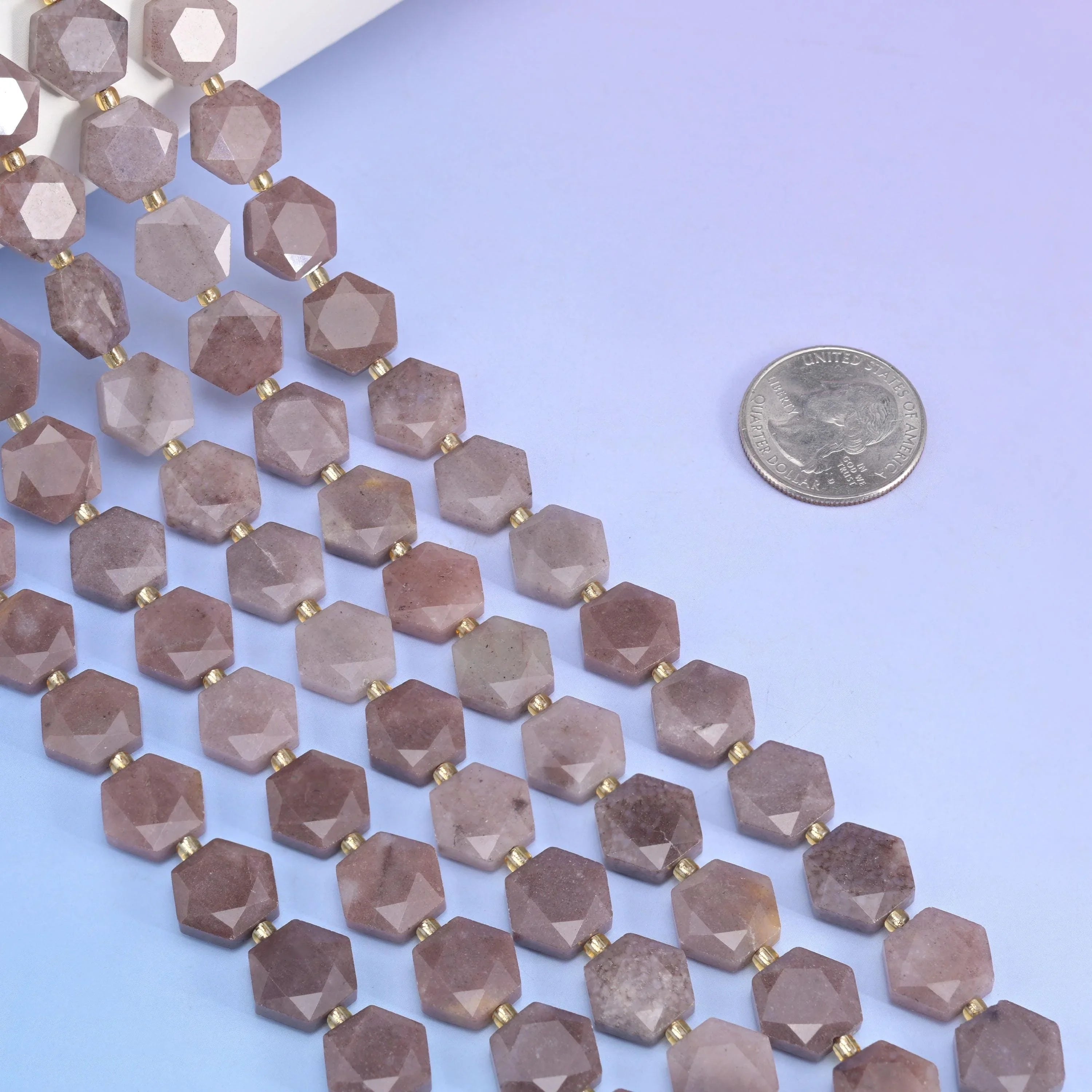 Flat faceted cut Purple Aventurine beads for jewelry making.