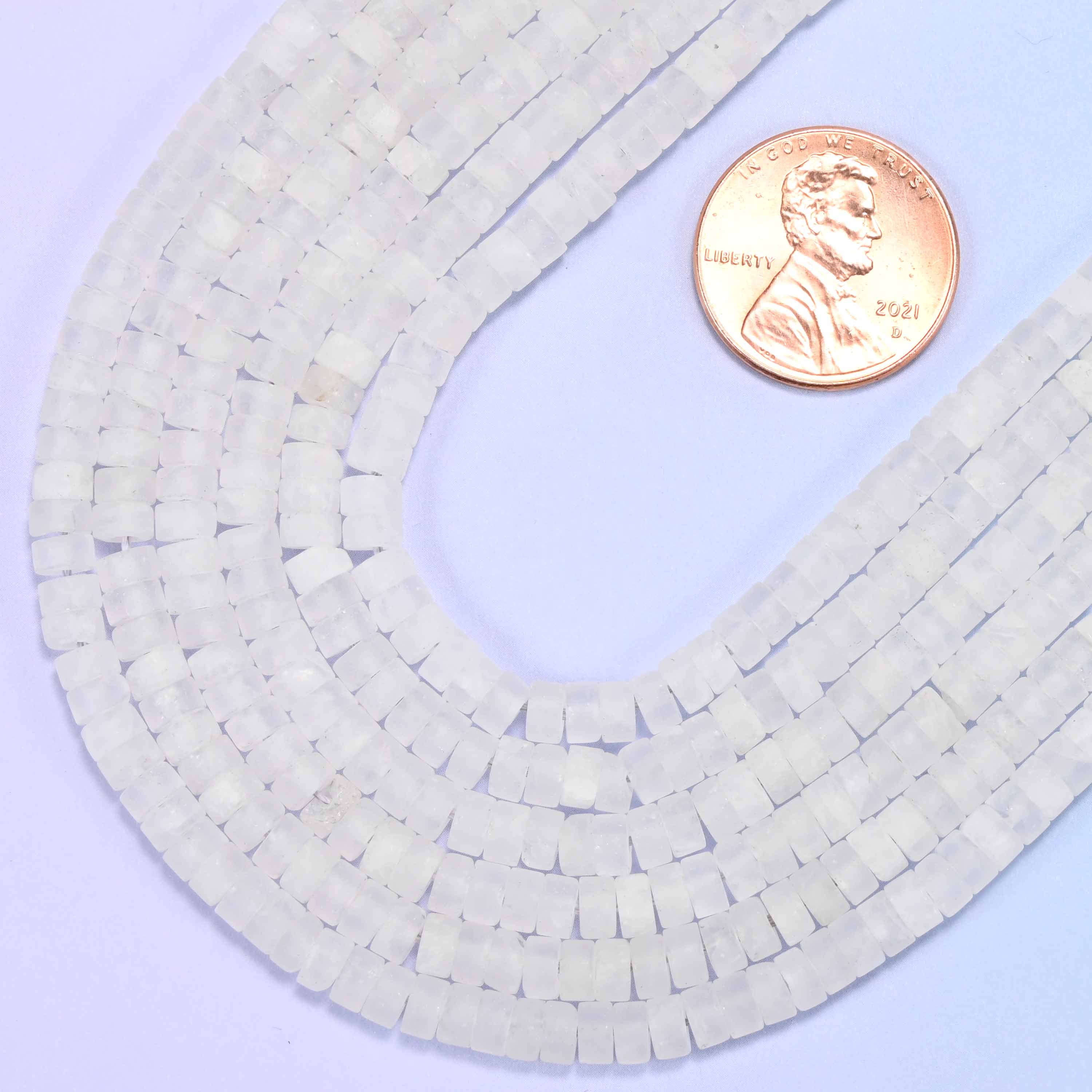 Matte Clear Quartz Heishi Disc Beads: Jewelry Making Supply, 15 Inch Strand