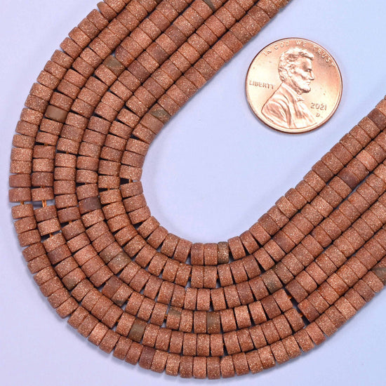 Heishi disc cut gold sandstone beads