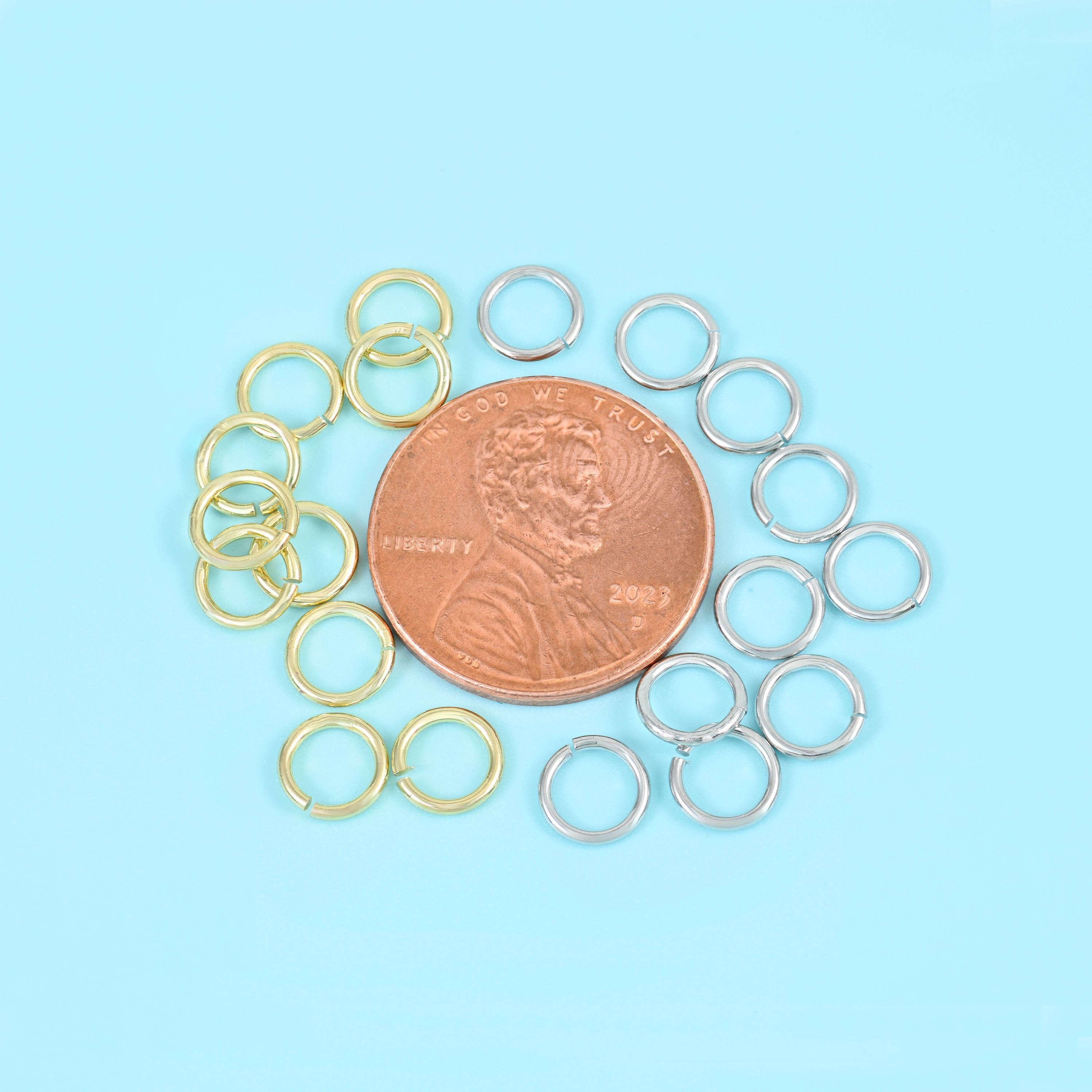 Round open split ring jump rings, 18K gold filled