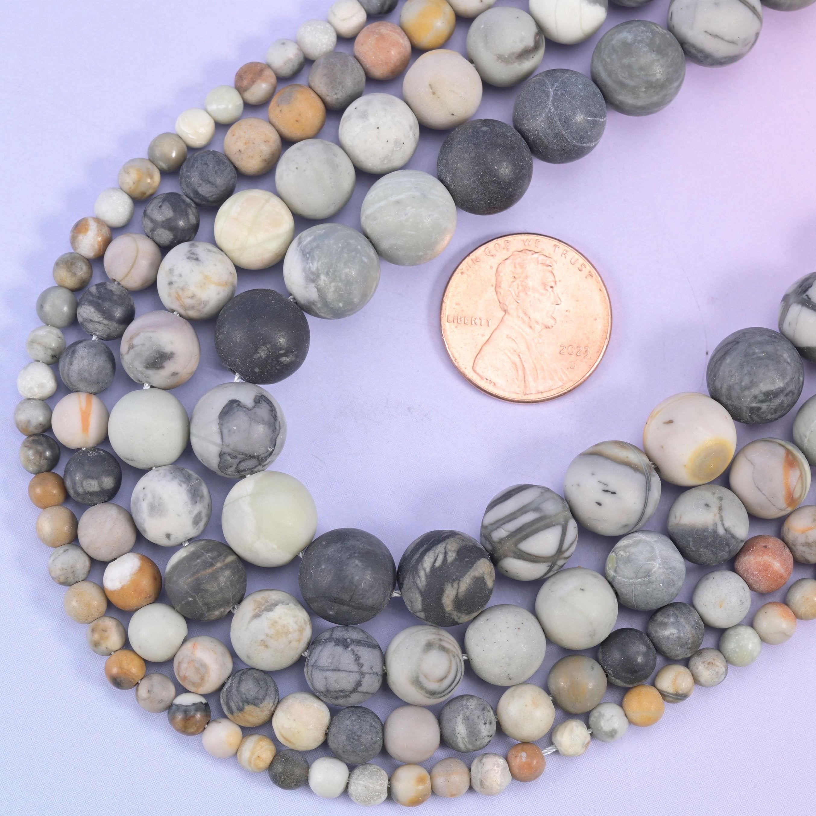 Picasso Jasper Matte Round Beads, 15 inch strand