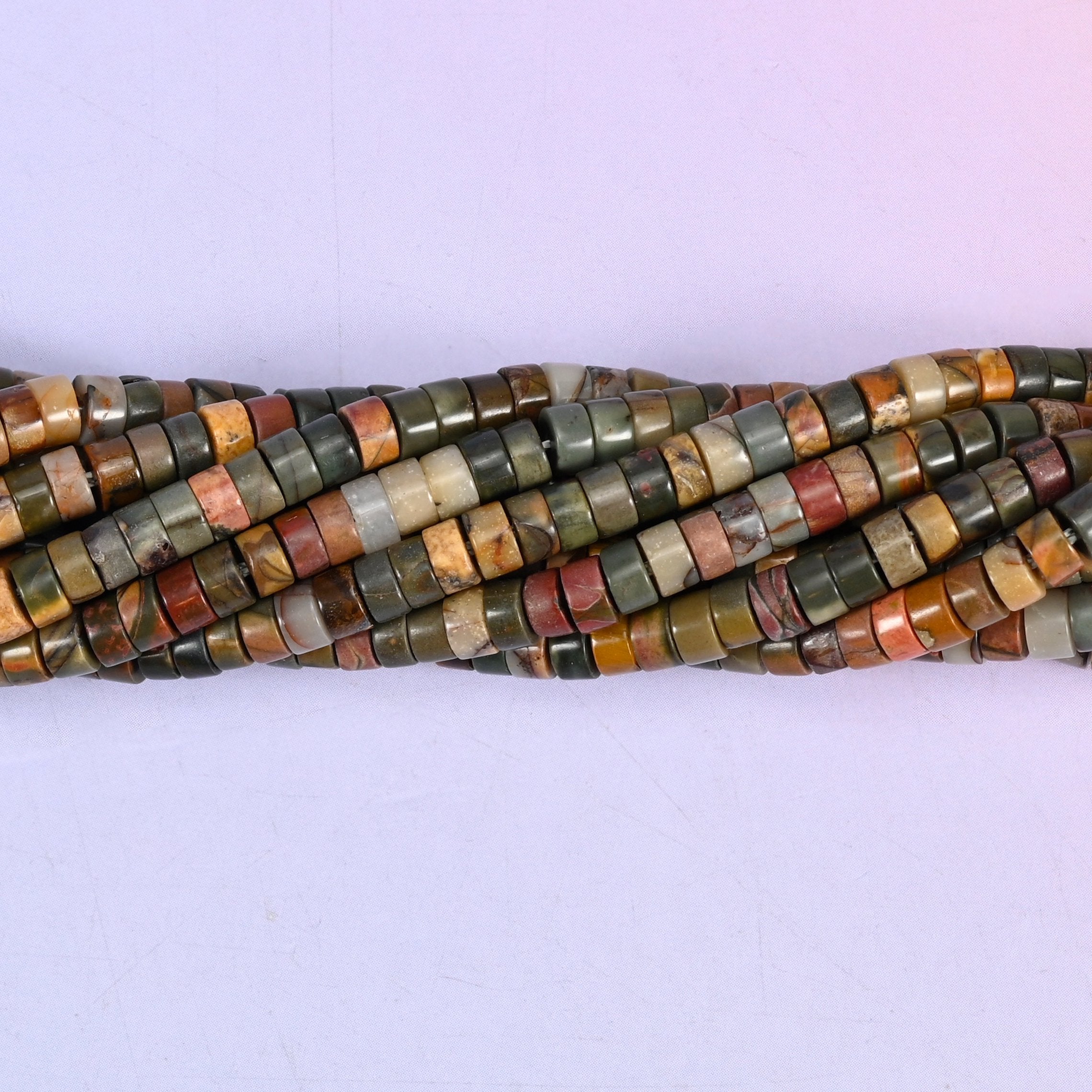 Creek Jasper Smooth Heishi Disc Beads: Jewelry Making Supply, 15.5 Inch Strand