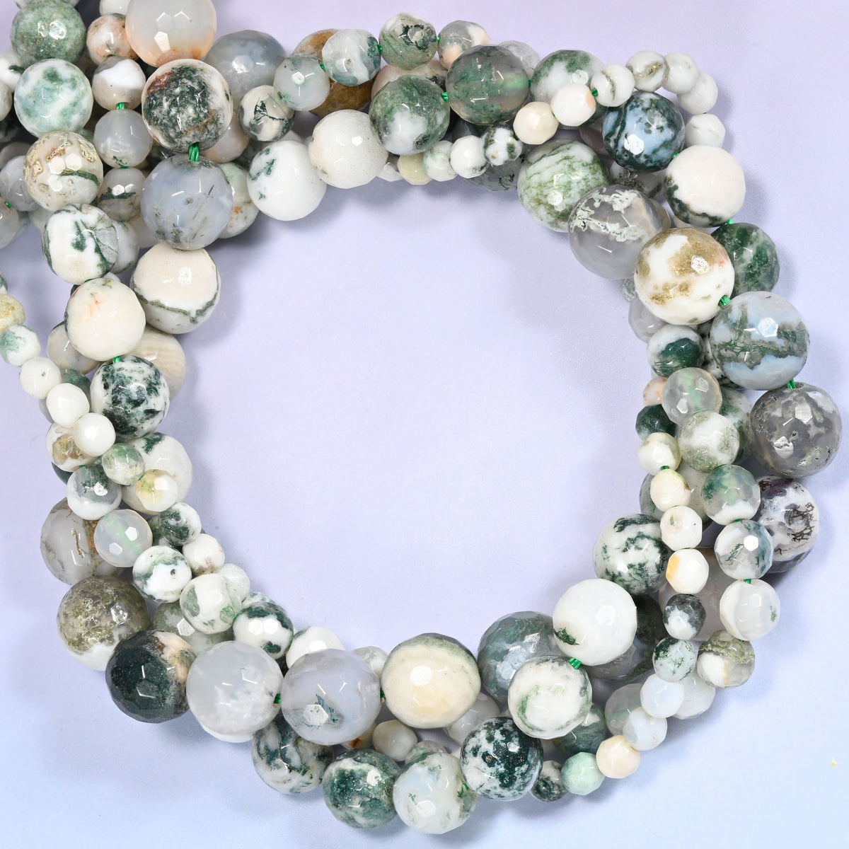 Tree Agate Faceted Round Beads 4mm 6mm 8mm 10mm Jewelry Making 15 Inch Strand