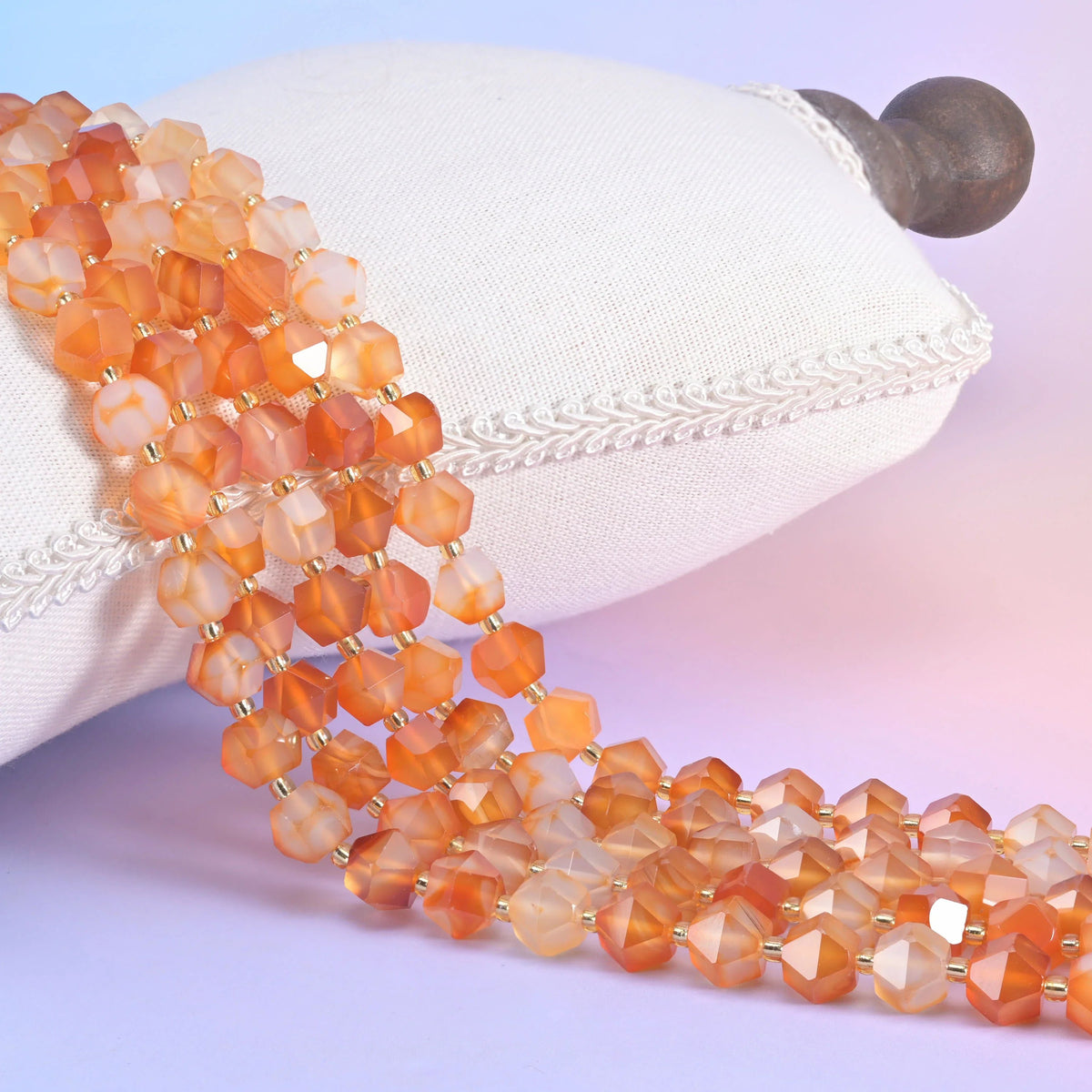 Faceted Diamond Cut Gemstone Beads, sold per 15.5 inch strand, approximately 36 beads.