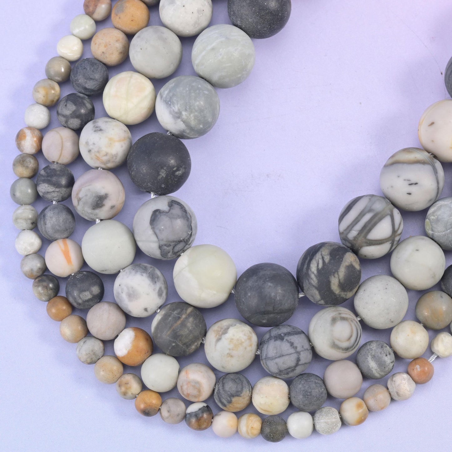 Picasso Jasper Matte Round Beads, hole 0.5-1.2mm depending on size, centre drilled