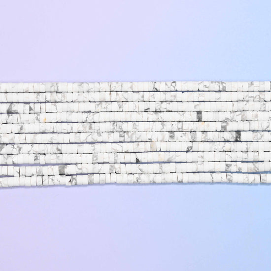 White howlite beads in soft white with subtle grey veining