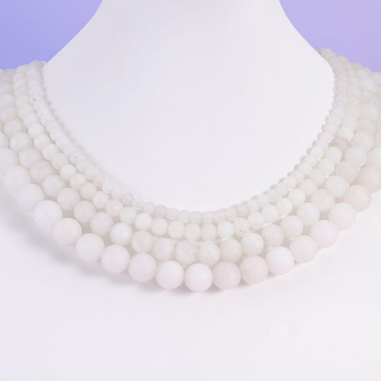 White Jade beads, matte round, 4mm, 6mm, 8mm, 10mm