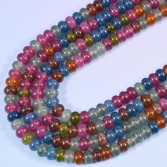 Multi-Color Dyed Jade Smooth Rondelle Beads, 15 inch strand